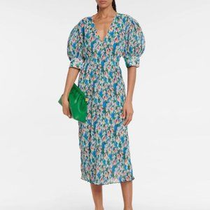 Ganni - Floral pleated Georgette Midi Dress (Size 40)